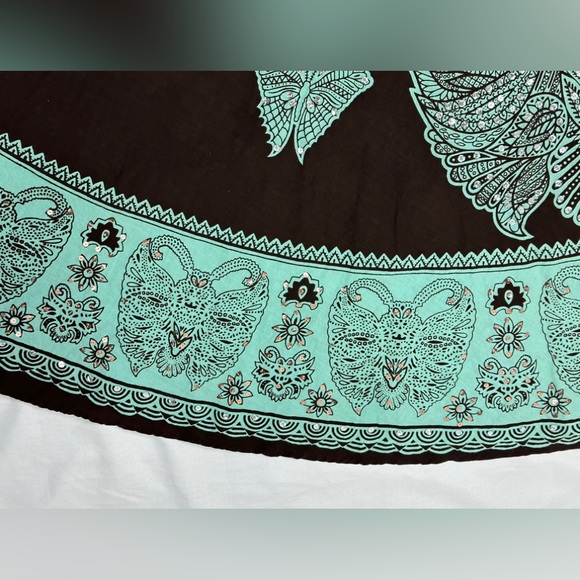 Cute Options Butterfly Print Embellished Cotton Maxi Skirt Blue & Brown Size M - Picture 6 of 11